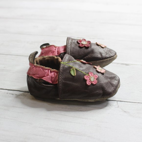 Tommy Tickle Baby Girl Genuine Leather Soft Sole Crib Shoes Brown 0-6 Mo - Picture 6 of 6